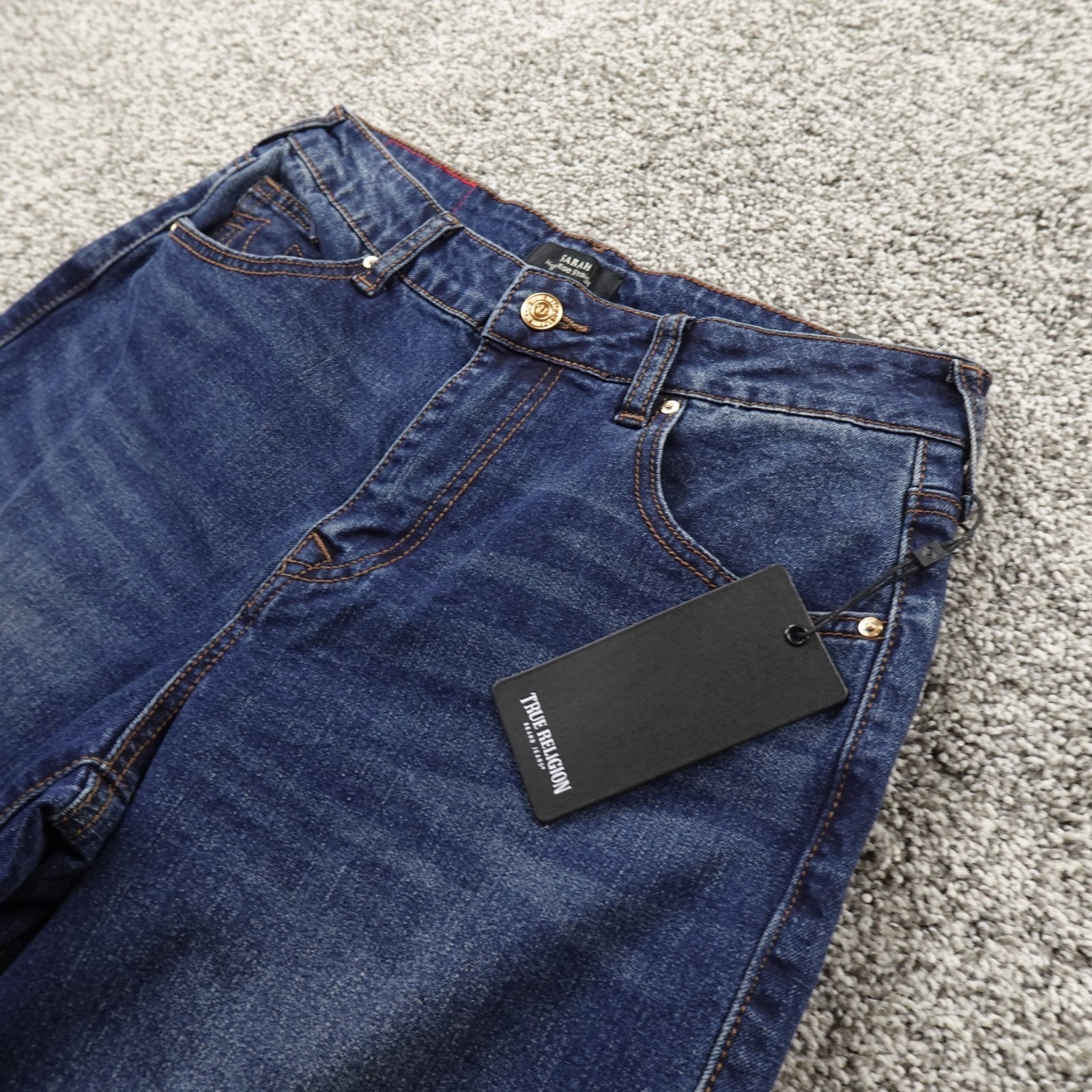 New True Religion Jeans Womens 28 Blue Denim Stretch Sarah High Rise Straight